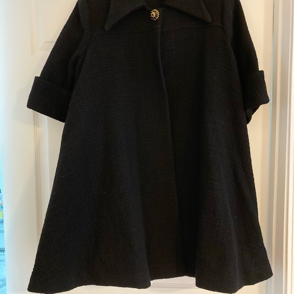 Vintage woman’s swing coat wool blend  brass/black glass stones made in USA - Picture 12 of 14